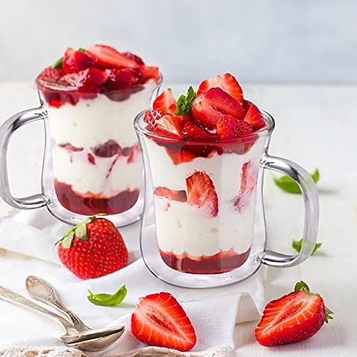 EcoOE Doppelwandige Kaffeetassen Set Borosilikatglas 2er Set für Cappuccino und Tee 350ml Eis und Milch geeignet