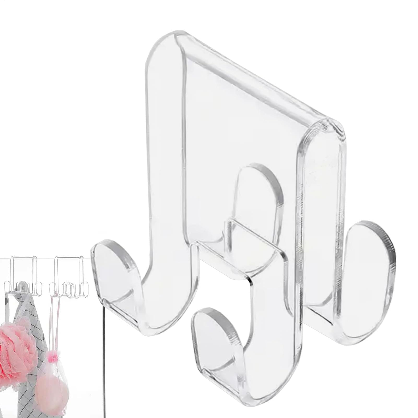 Doppelseitiger Acryl-Duschhaken für Duschkabine - Ohne Bohren - Handtuchhalter für Bad - Glastürhaken Doppel-Duschhaken