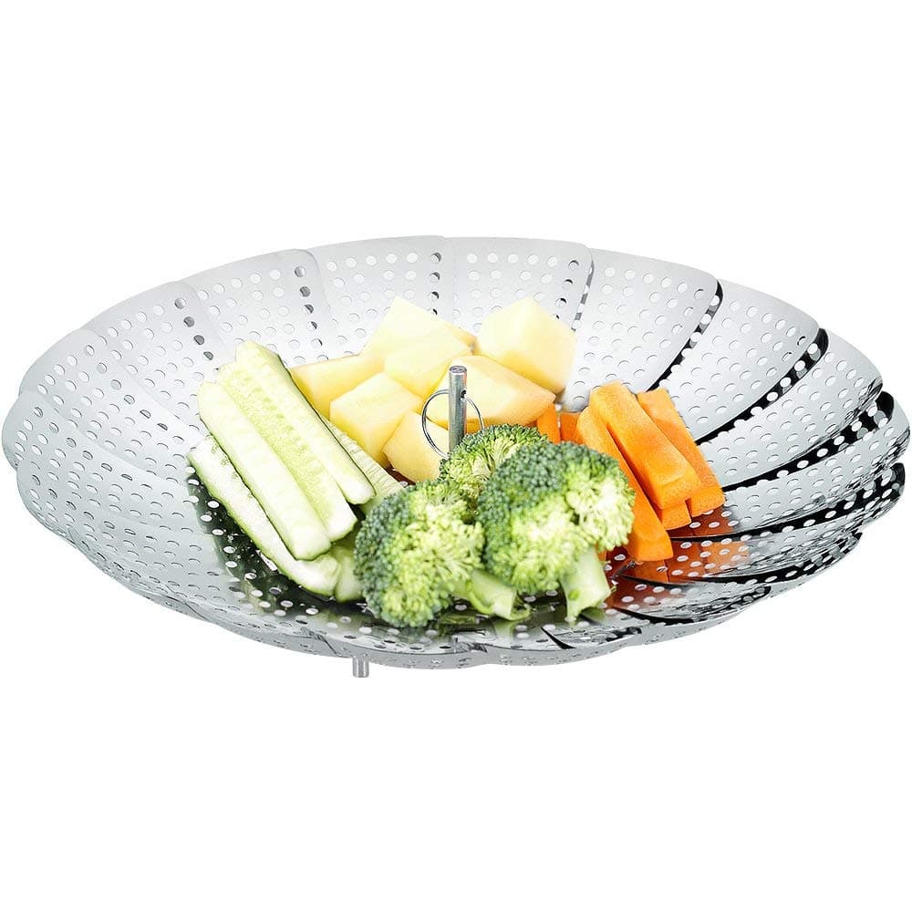 Ecooe Edelstahl Dampfgarer Einstellbar Dünsteinsatz (15.5cm-27cm) - Kochtöpfe mit Dämpfen