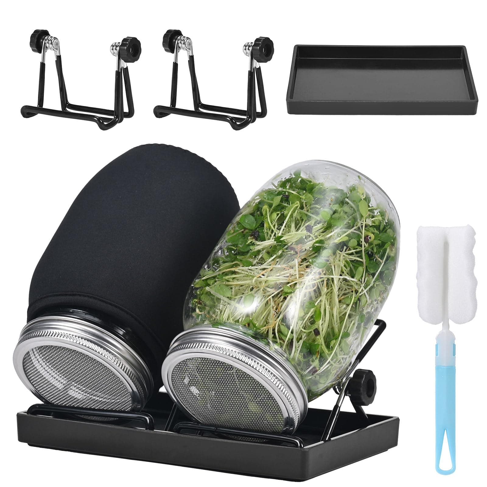 2er-Pack Keimglas Sojasprossen, 1000-ml-Keimglas mit 2 verstellbaren Ständern, Samenkeimgläser