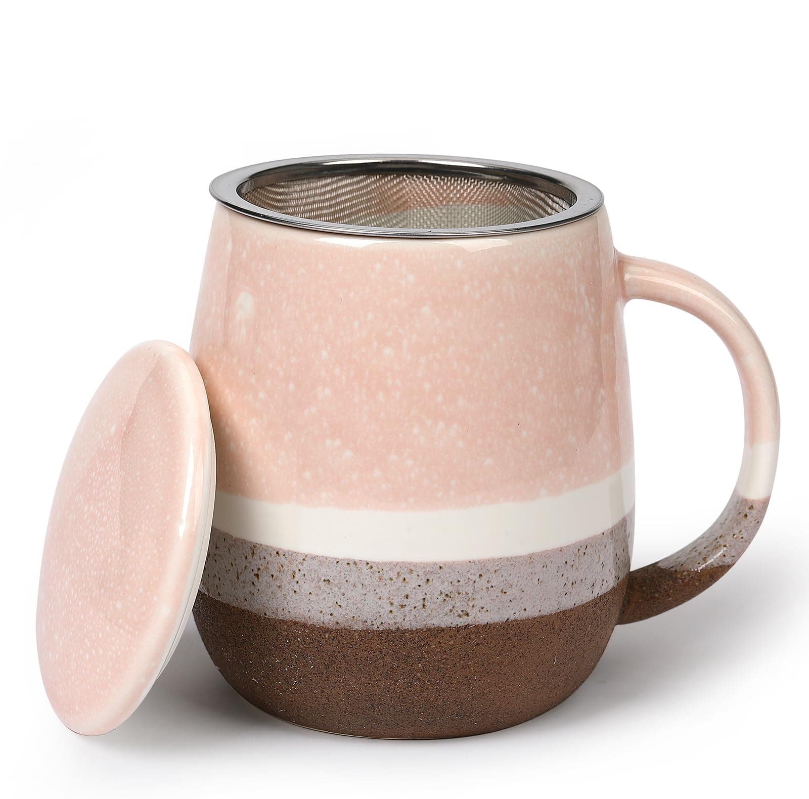 Keramik Teetasse mit Deckel und Sieb, Rosa, Modern für Jedermann, zur Entspannung
| Keramik Teetasse mit Sieb, 400 ml,
