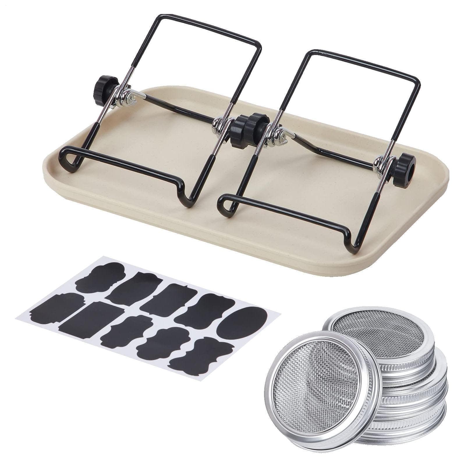 Sprossenglas Keimglas 2er Set - Anzuchtset Für Köstliche Frische Sojasprossen und Micro-Greens mit 1 Wasserschale und 2