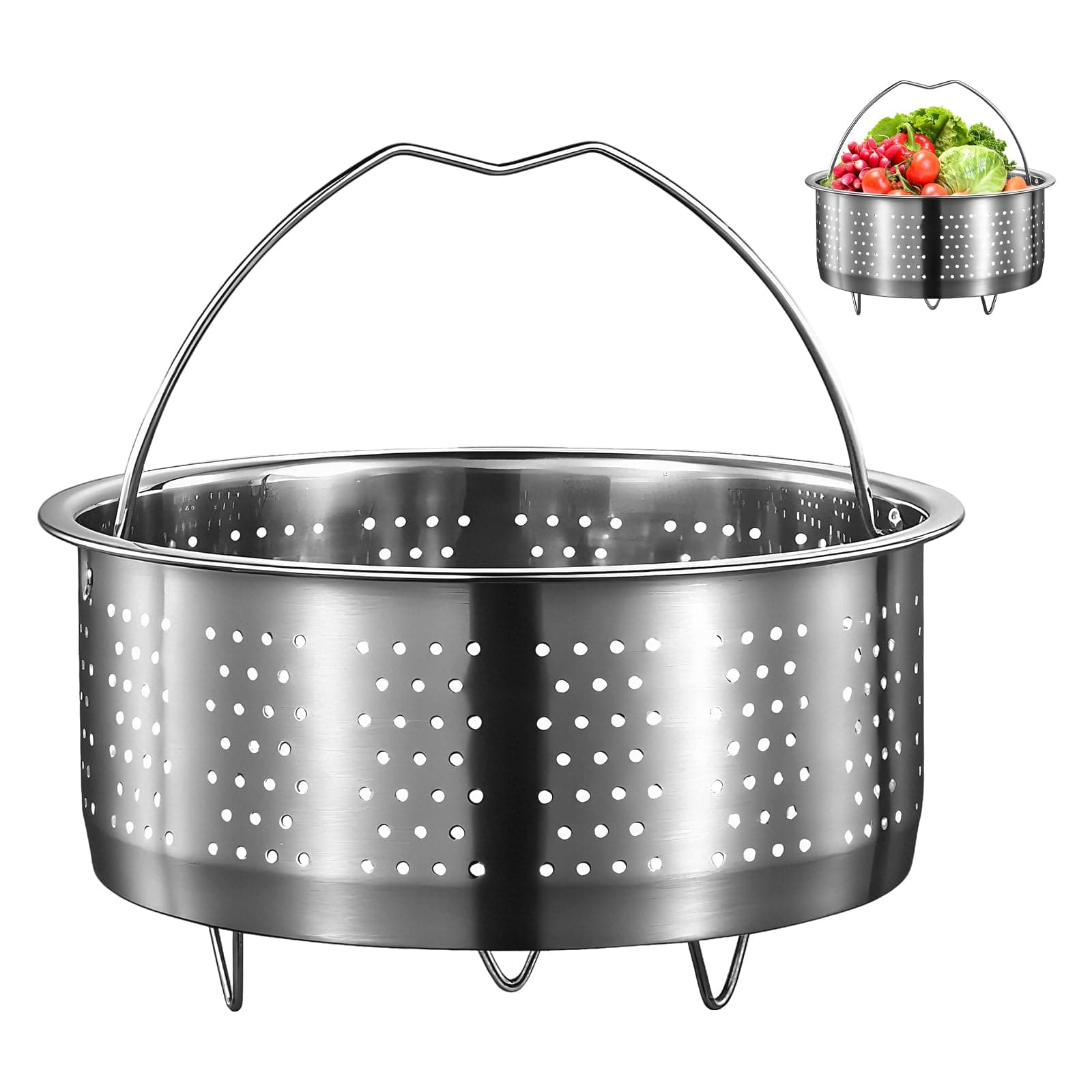 Edelstahl 304 Dampfgarer Topf für schnell kochendes Gemüse und Früchte mit Griff (22cm) - Topf mit Dämpfereinsatz für Ko