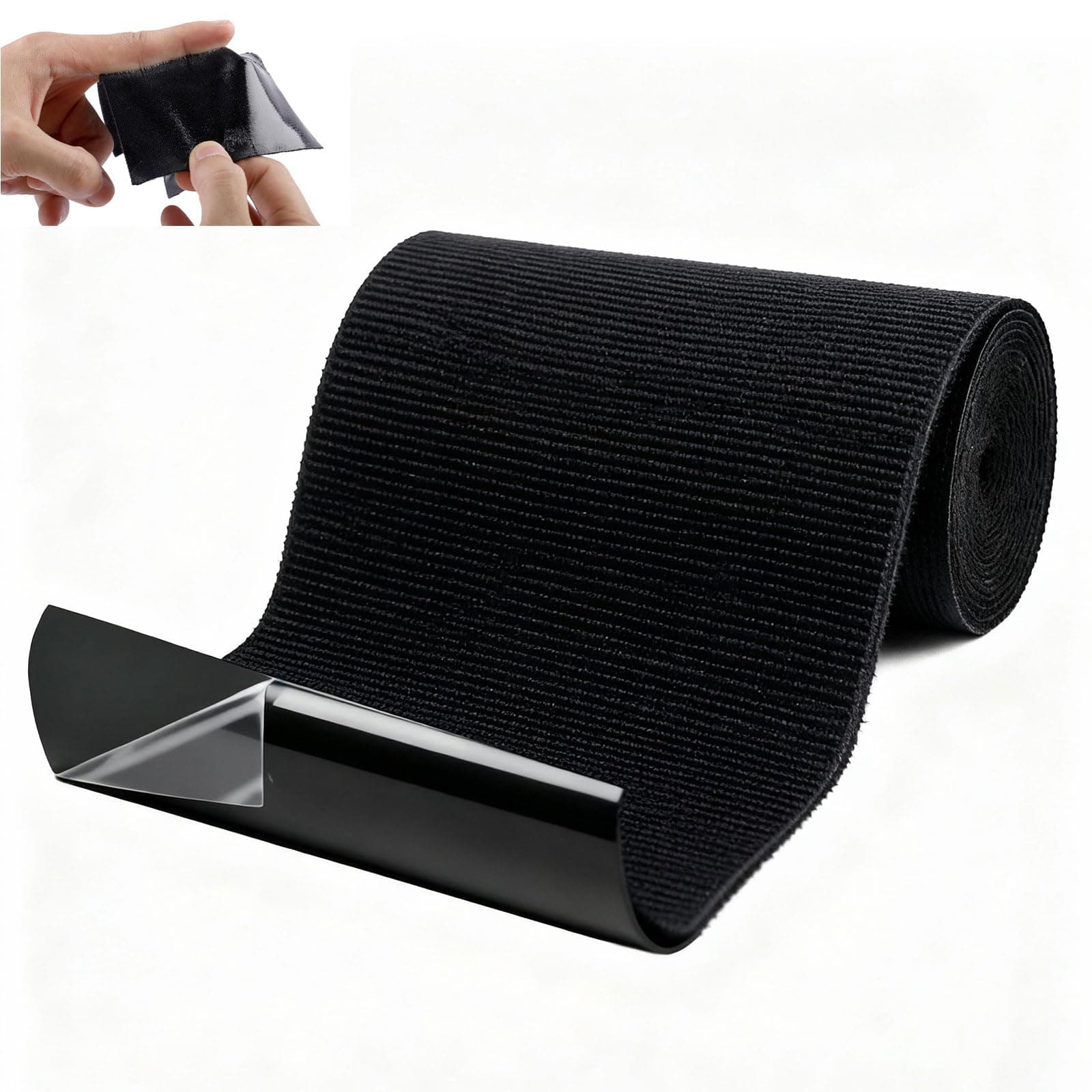 Hopton Wasserdichtes Textilklebeband Selbstklebend für Cabrio-Reparatur Schwarz, Zelt und Sonnenschirm, 10cm x 1.6m