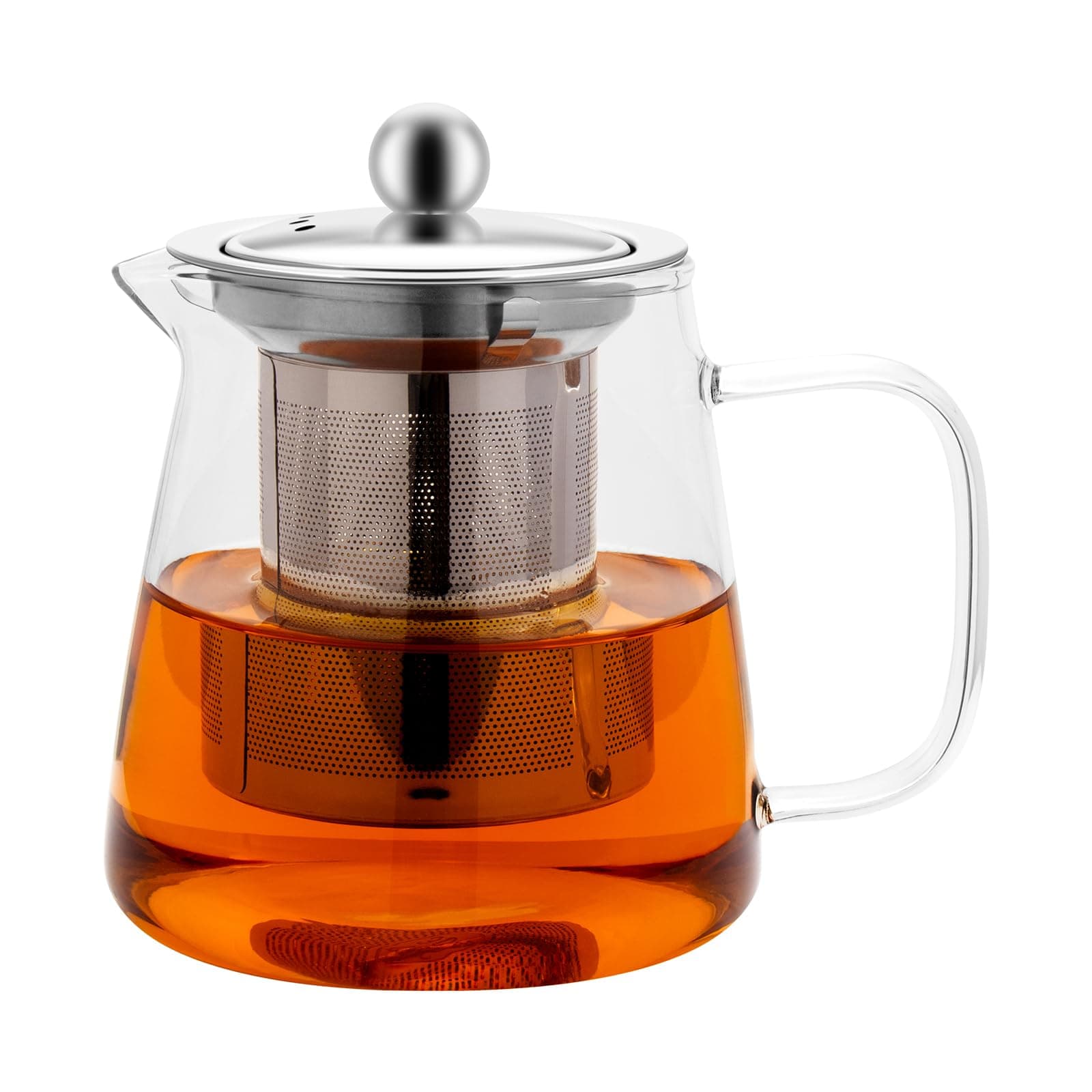 Teekanne Glas mit Siebeinsatz 450ml klar Hitzebeständig für Schwarzen Tee