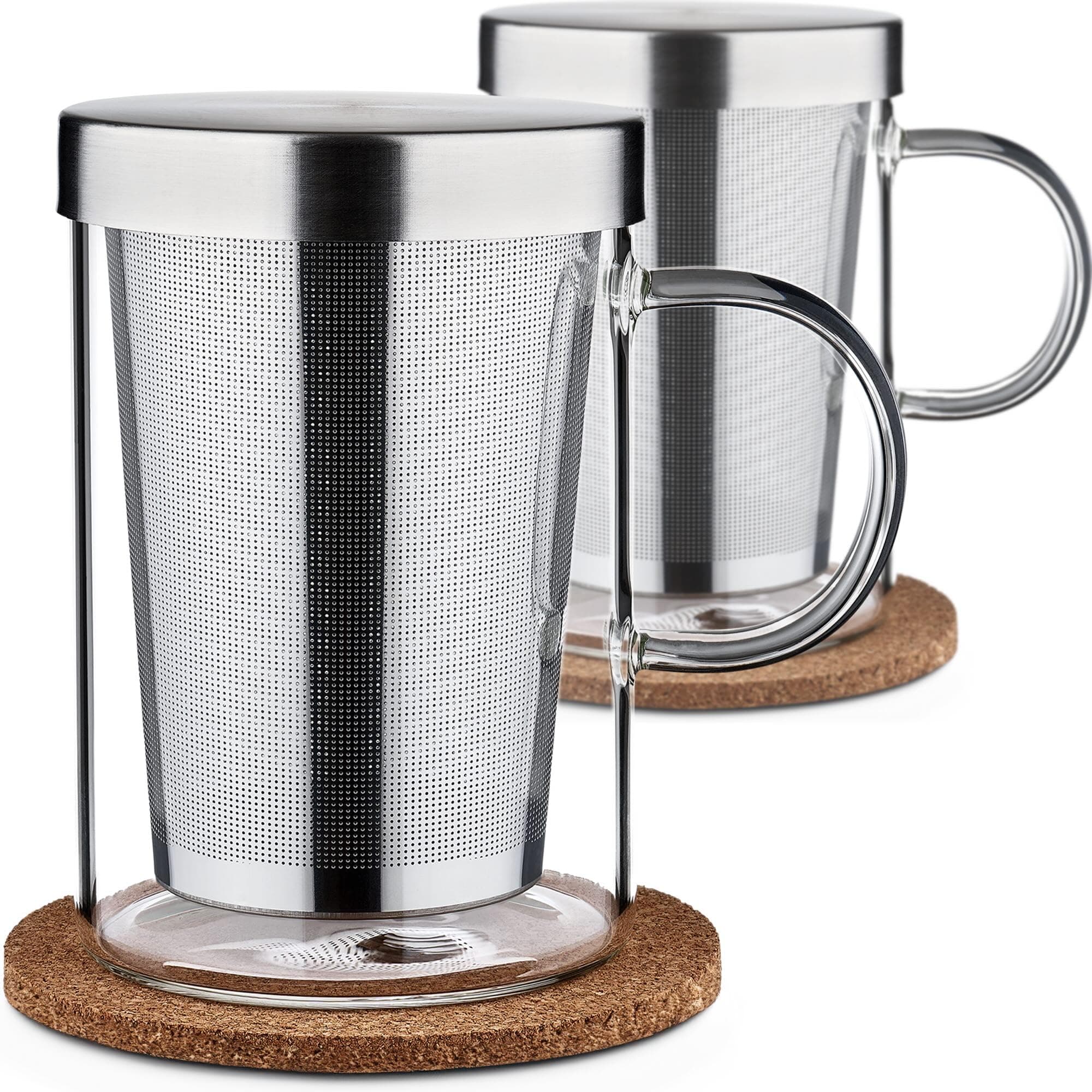 Cosumy Teetasse mit Deckel und Sieb - Ideal für Teebegeisterte - Feinmaschiger Filter & Großes Volumen 400ml - Borosilik